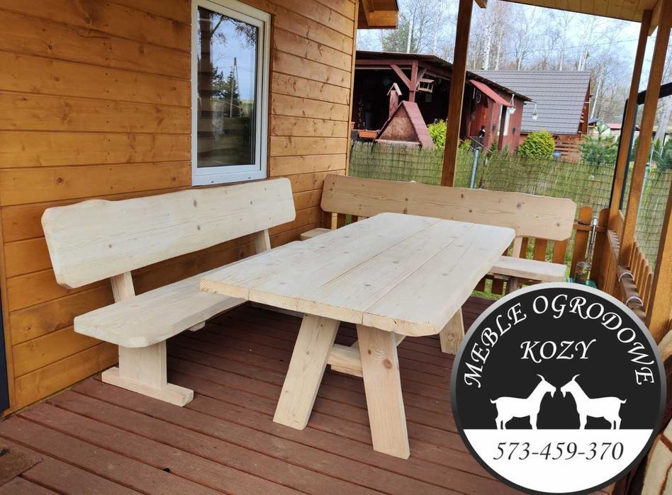 NOWE CENY! Meble ogrodowe drewniane góralskie. Lite drewno ławka stół