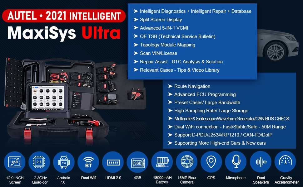 Máq. Diagnostico Auto Autel Maxisys Ultra  2 anos atualização grátis