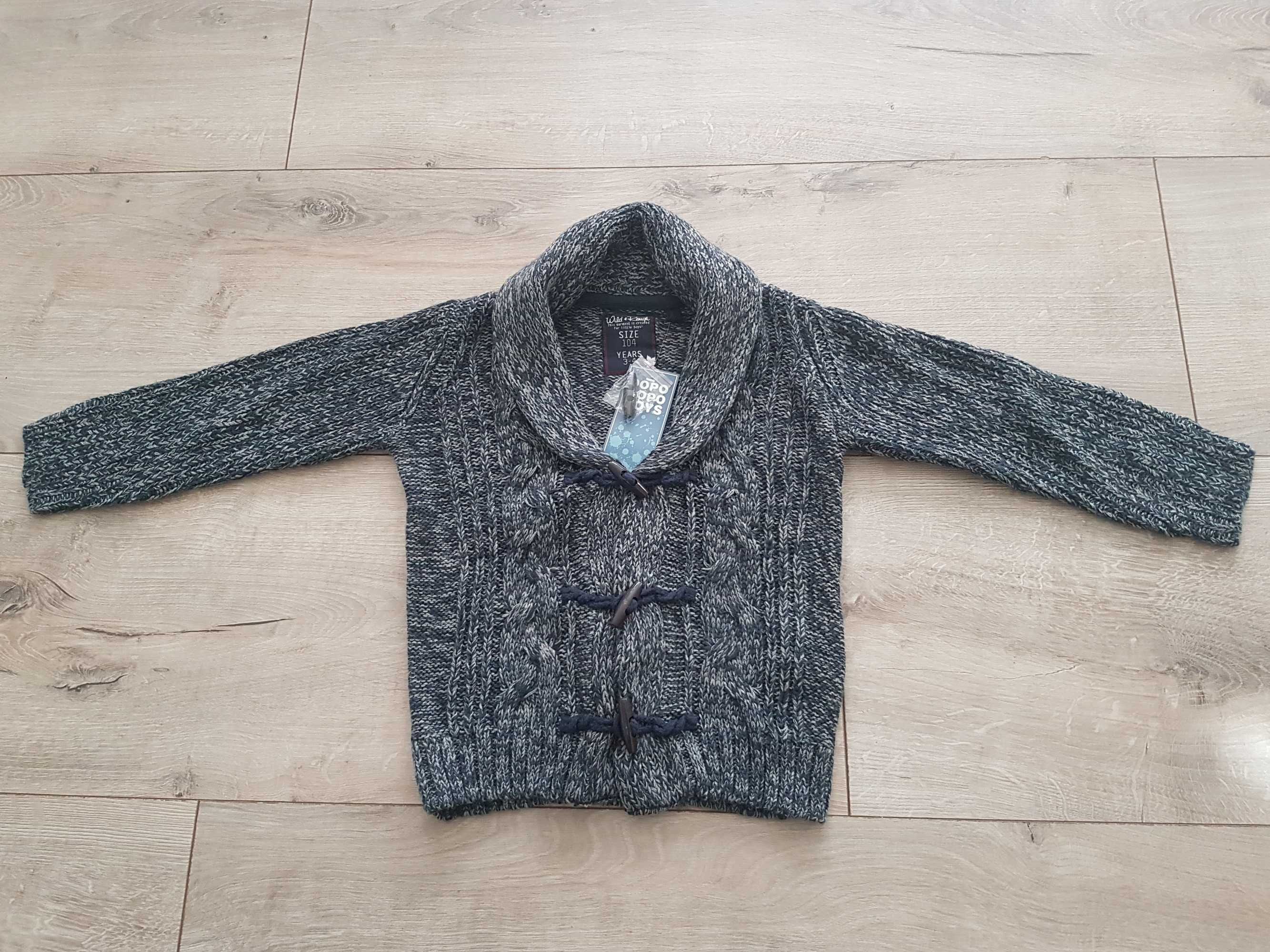 elegancki sweter chłopięcy rozmiar 104 b.ciemny melanż granatowy