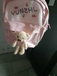 Plecaczek różowy z misiem do przedszkola