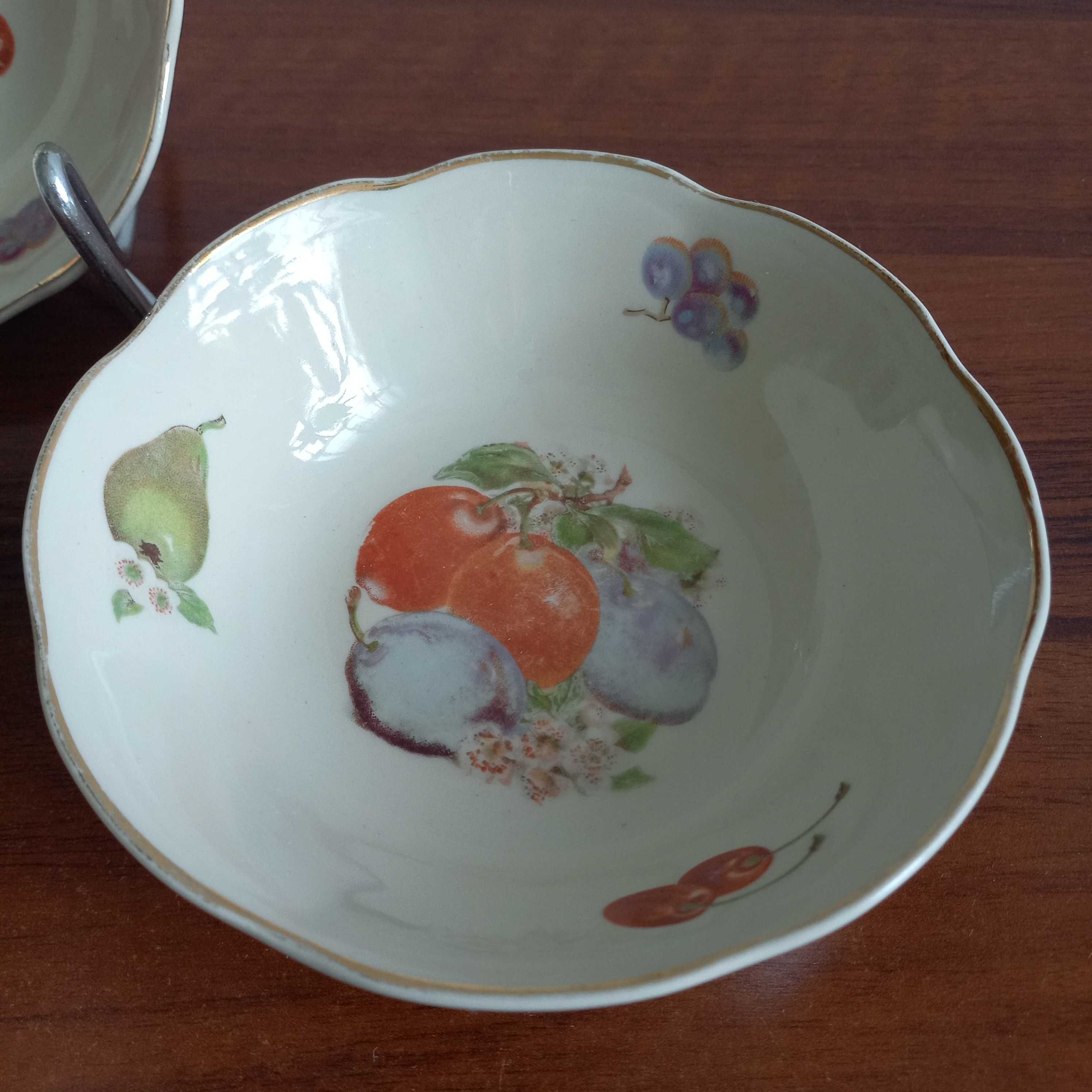 Miseczki zdobione porcelana Chodzież ecru- owoce