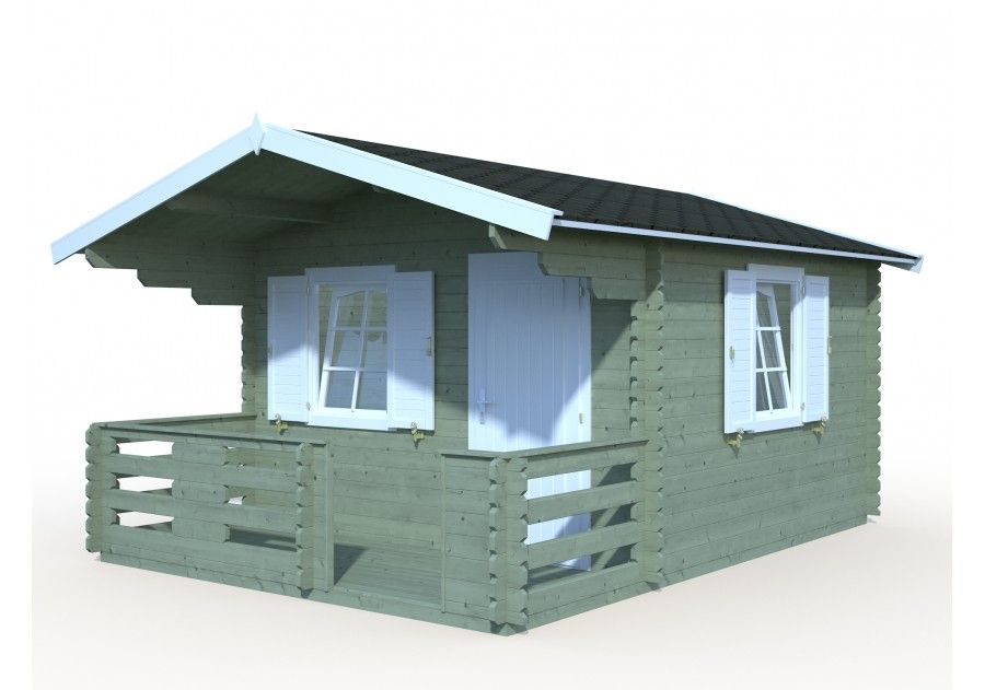 Domek letniskowy drewniany z tarasem z balika ogrodowy 3.5 x 3.5m 34mm