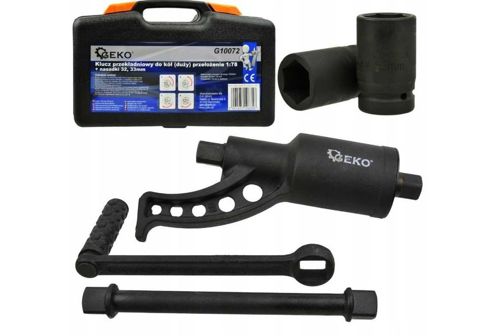 Klucz PRZEKŁADNIOWY do kół 1:78 duży ZESTAW NASADKI 32mm 33mm 2482