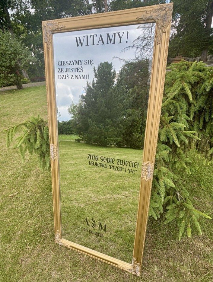 Fotolustro do selfie na wesele lustro powitalne białe 74x164cm