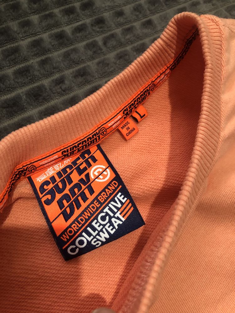 Персиковый свитшот SuperDry (S-M) женский кофта коттон оранжевая pink