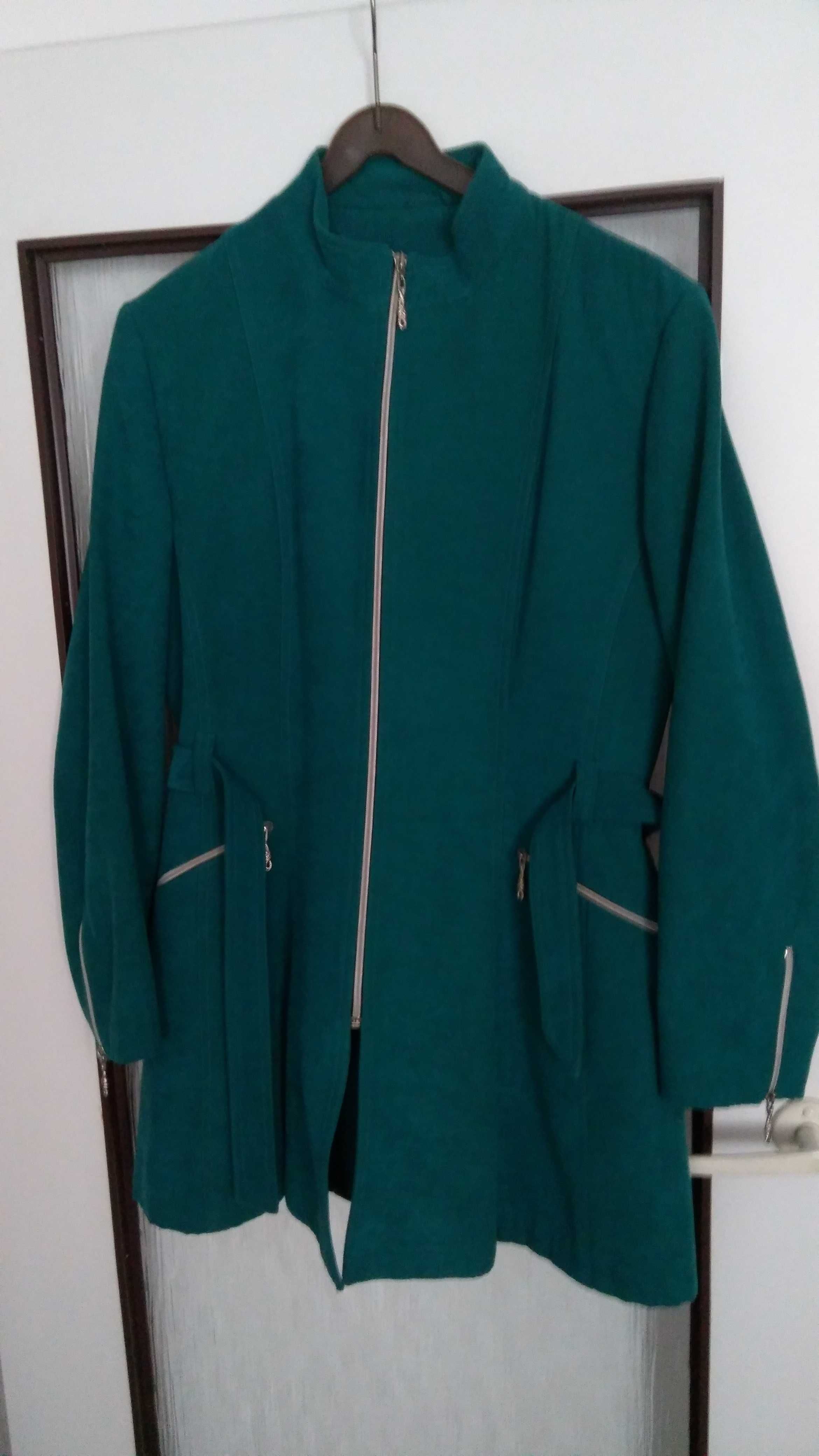 Elegancka dłuższa kurtka, płaszczyk zielony damski rozmiar M/L wiosna