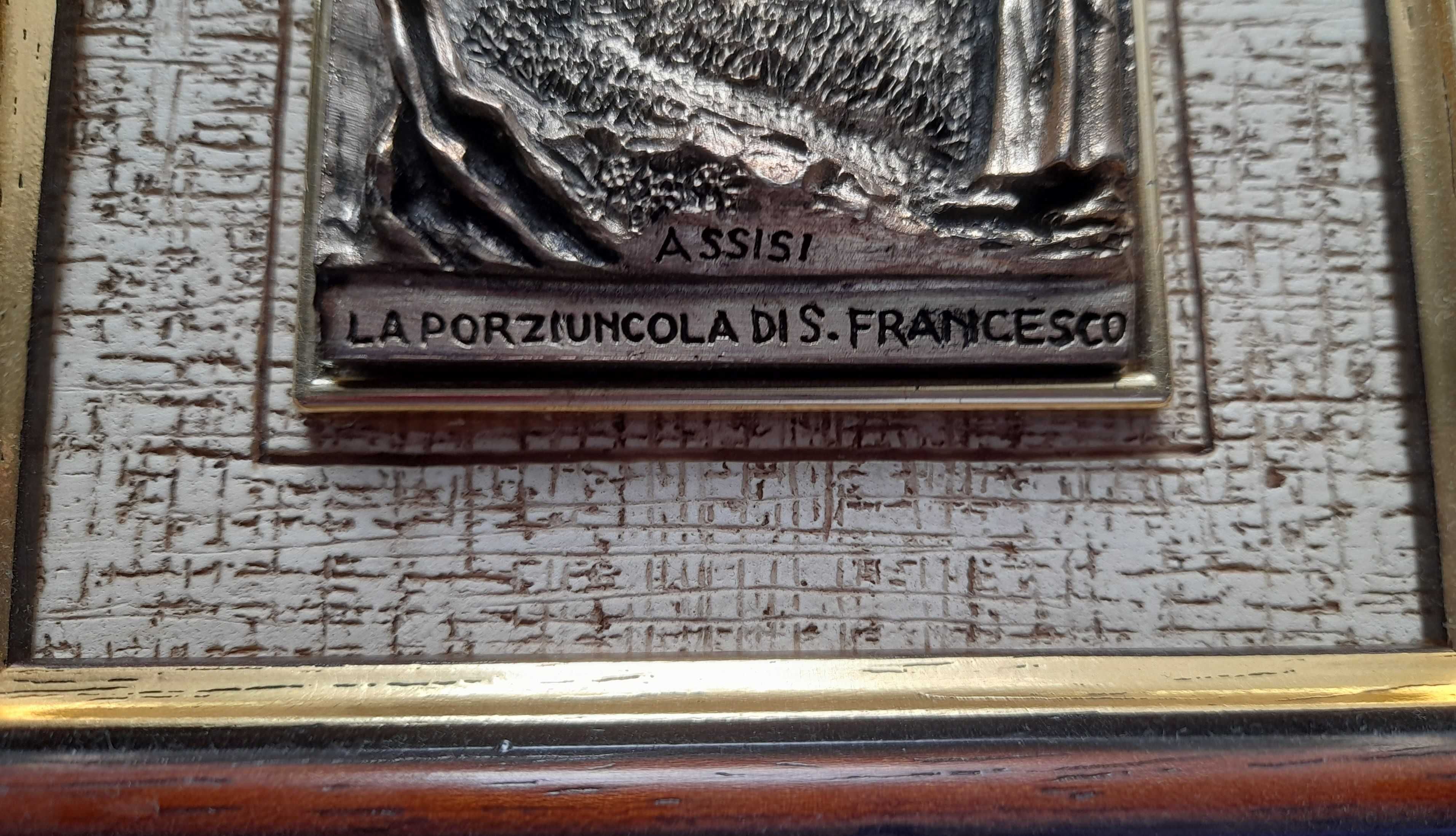 Wyjątkowa Piękna Płaskorzeźba - Św. Franciszek z Ramą, Made in Italy