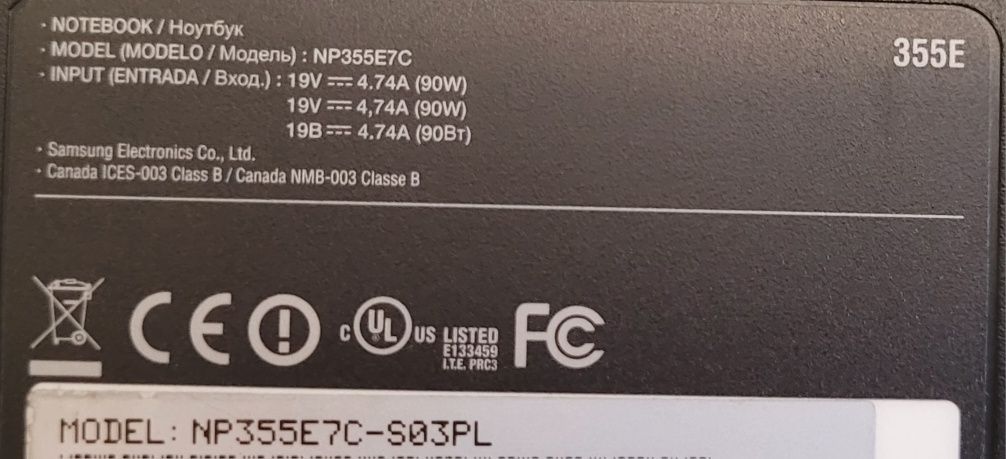 Laptop Samsung 355E części