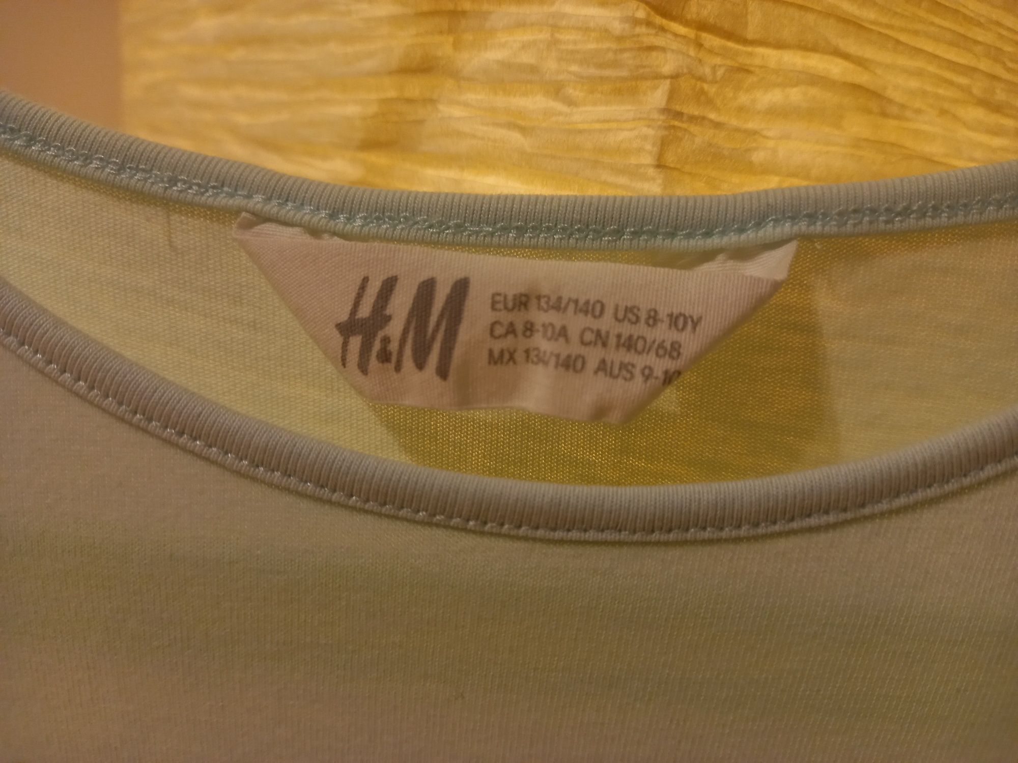 H&M sukienka miętowa w kotki 8'-10 lat