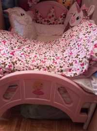 Sliczne rozowe łóżeczko dla dziewczynki (małej ksiezniczki) 135 x 75