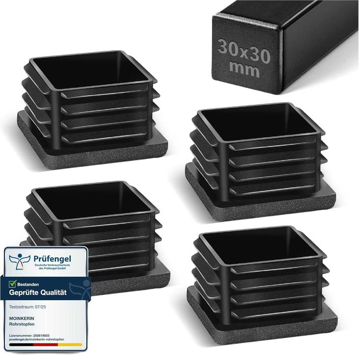 Korki lamelowe kwadratowe 30 × 30 mm, stożkowe, zaślepki do rur