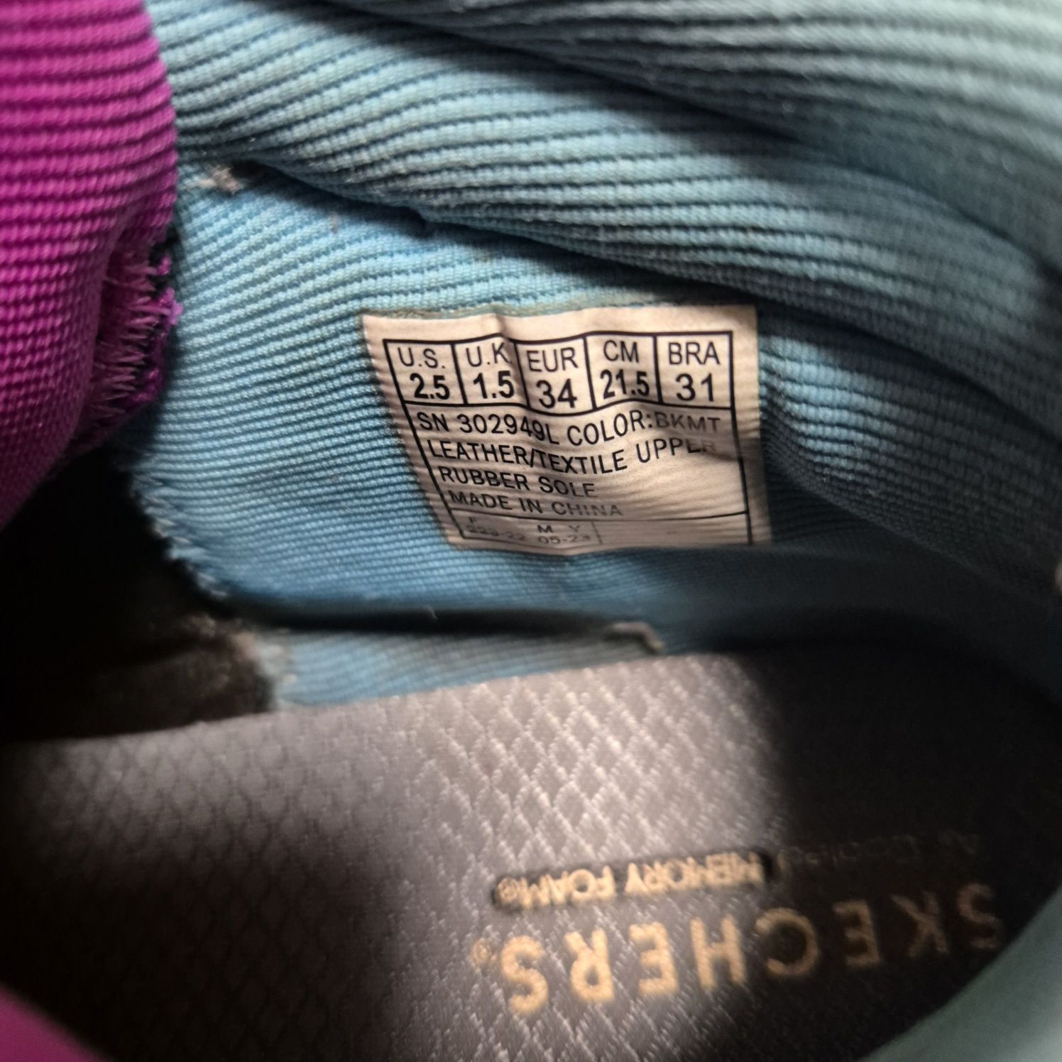 Детские ботинки, сапожки  Skechers для девочки осень-зима 34р  21,5см