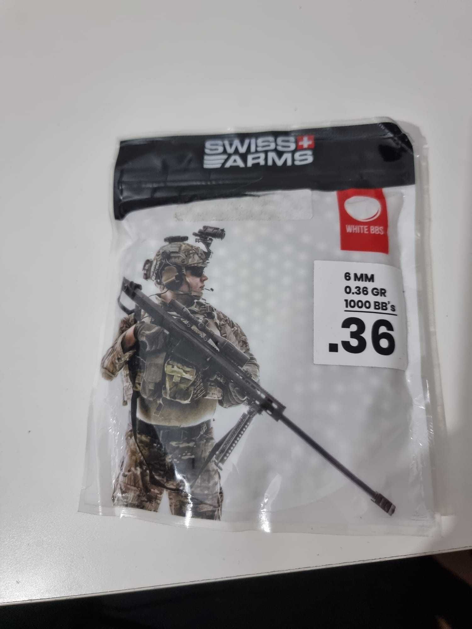 BBs Swiss Arms 0.36g – 1000 unidades – Alta Precisão (Sniper/Airsoft)