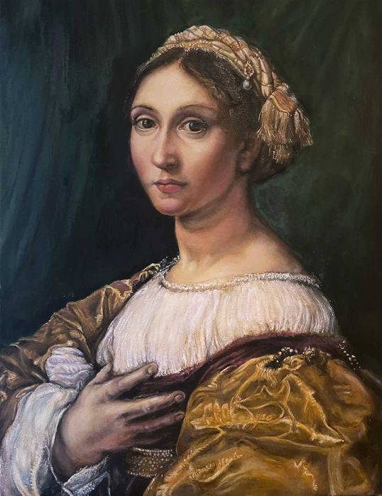 Kopia obrazu Rafael Santi Portet młodej kobiety 65x50cn,