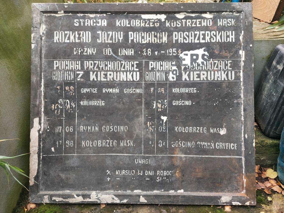 Unikatowy rozkład jazdy pociągów wąskotorowych Kołobrzeg kostrzewo