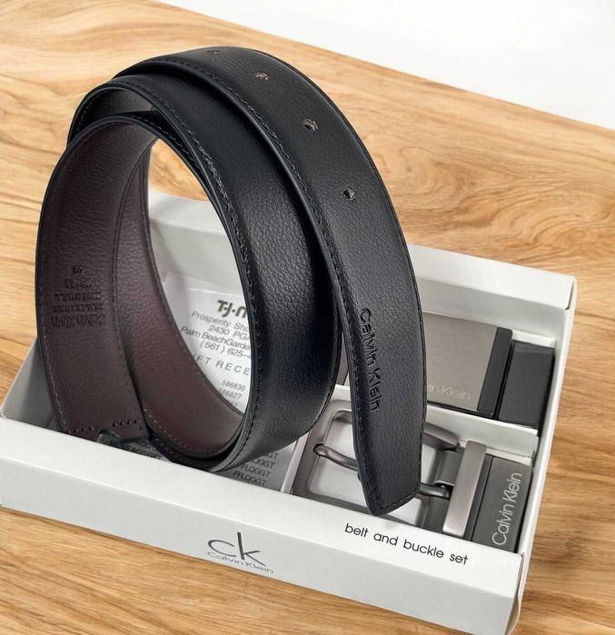 Кожаный ремень CALVIN KLEIN, ремень Кельвин Кляйн, наложка