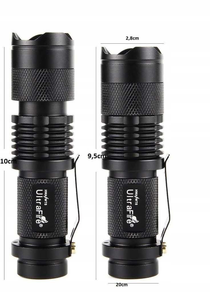 ULTRAFIRE 3-pak mini latarki z regulacją SK68