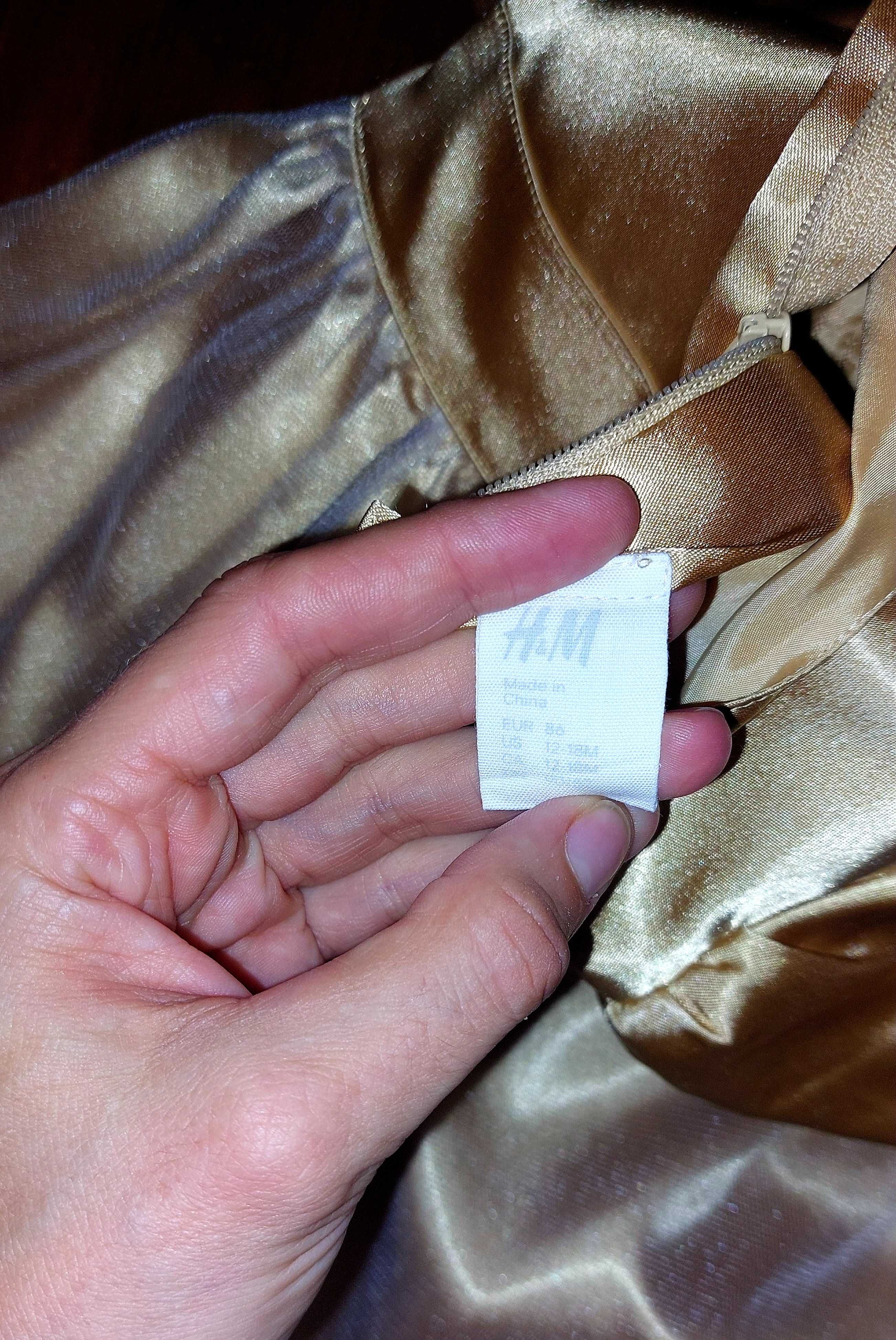 H&M, Elegancka złota sukienka dla dziewczynki, rozmiar 86