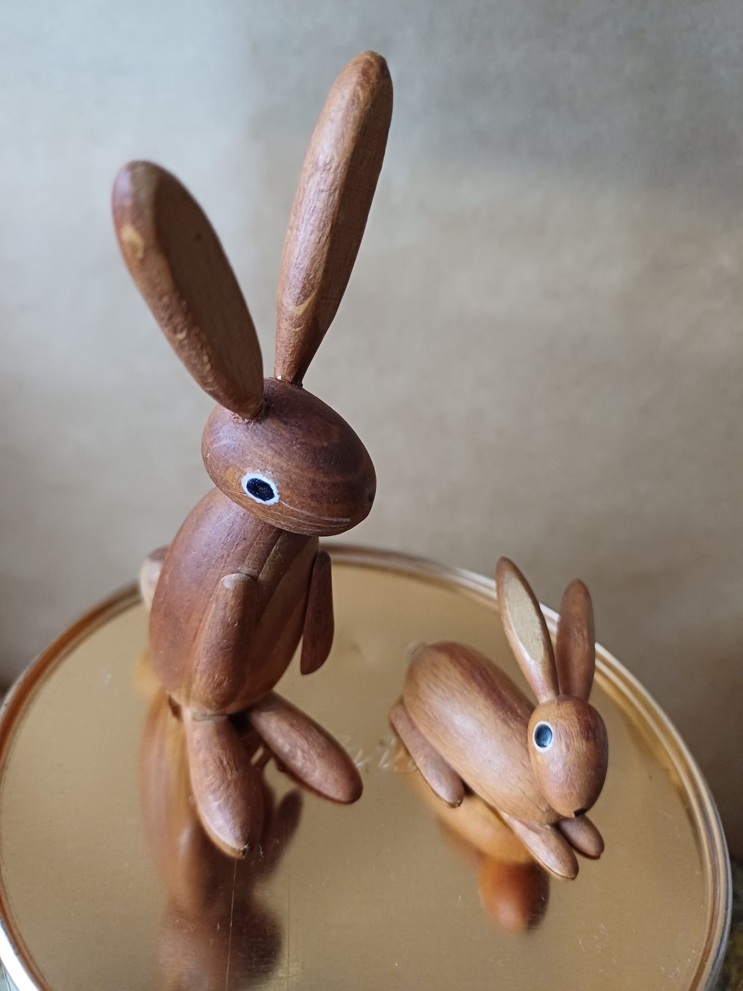 Drewniane zajączki króliczki królik stara figurka retro vintage drewno