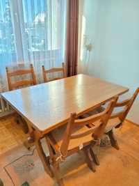 vintage Stół z litego drewna dębowego plus krzesła ANTYK