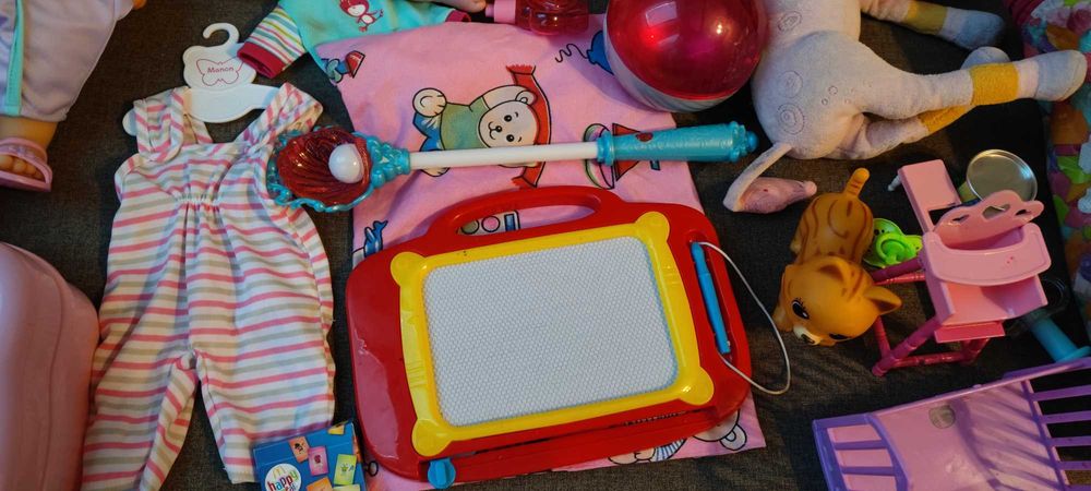 Ogromny zestaw zabawek, lalki, klocki, kuchnia, auto, ciastolina