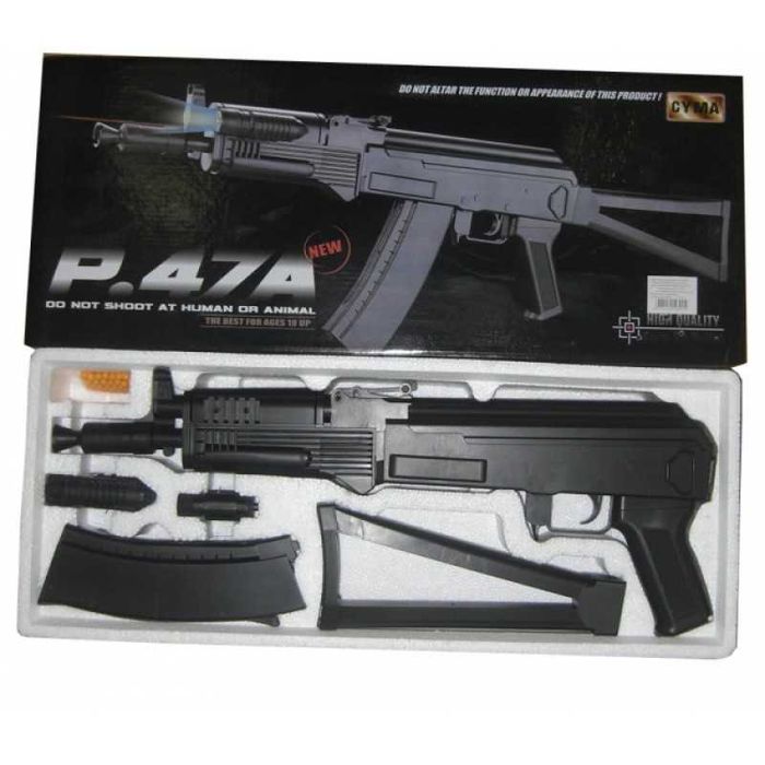 Дитячий автомат Калашнікова АКС-74У/АК-105 + ліхтарик + лазер CYMA