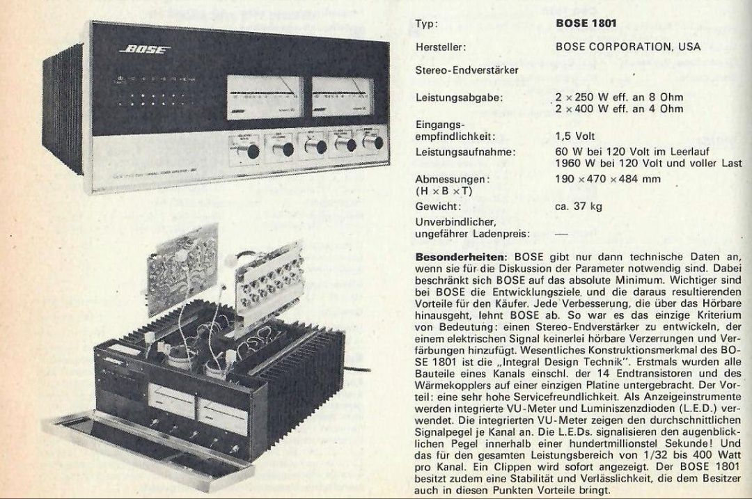 BOSE 1801 Wzmacniacz USA końcówka mocy 250watt