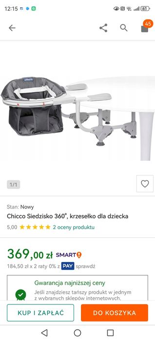 Krzesełko do karmienia obrotowe na blat 360 stopni