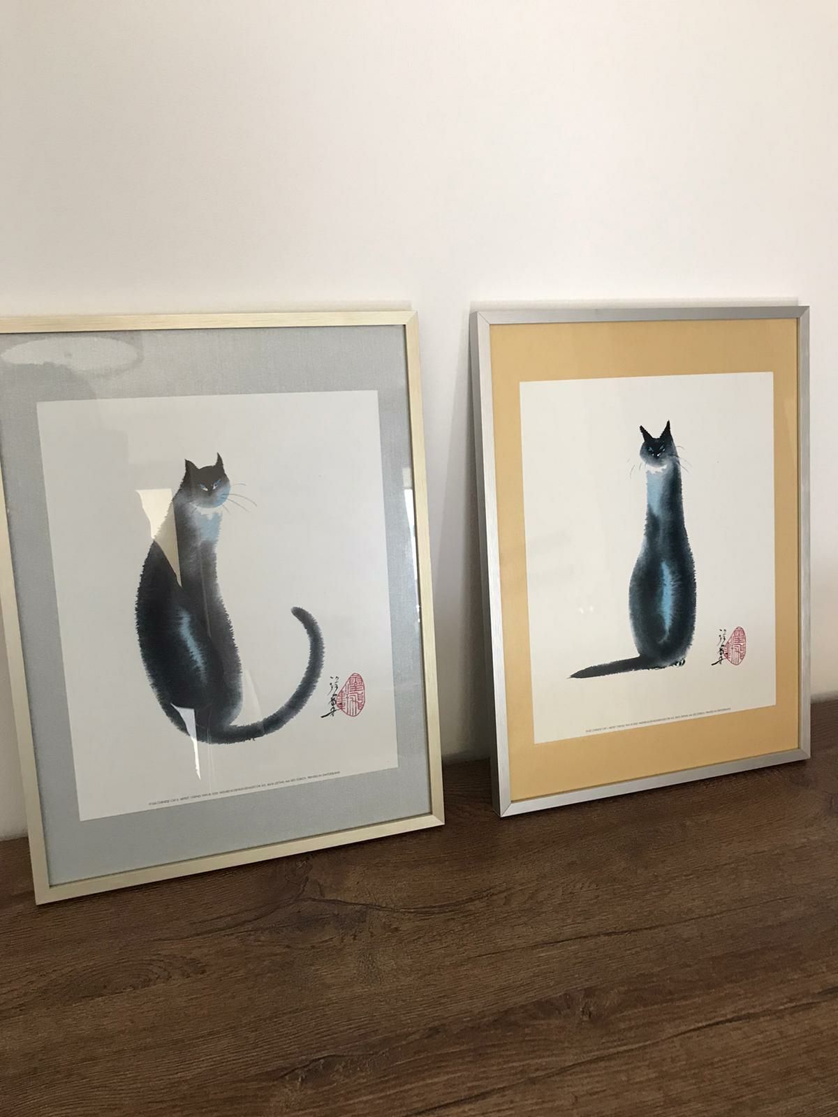 2 obrazki  Chinese Cat  by Cheng Yan w ramkach Nielsen