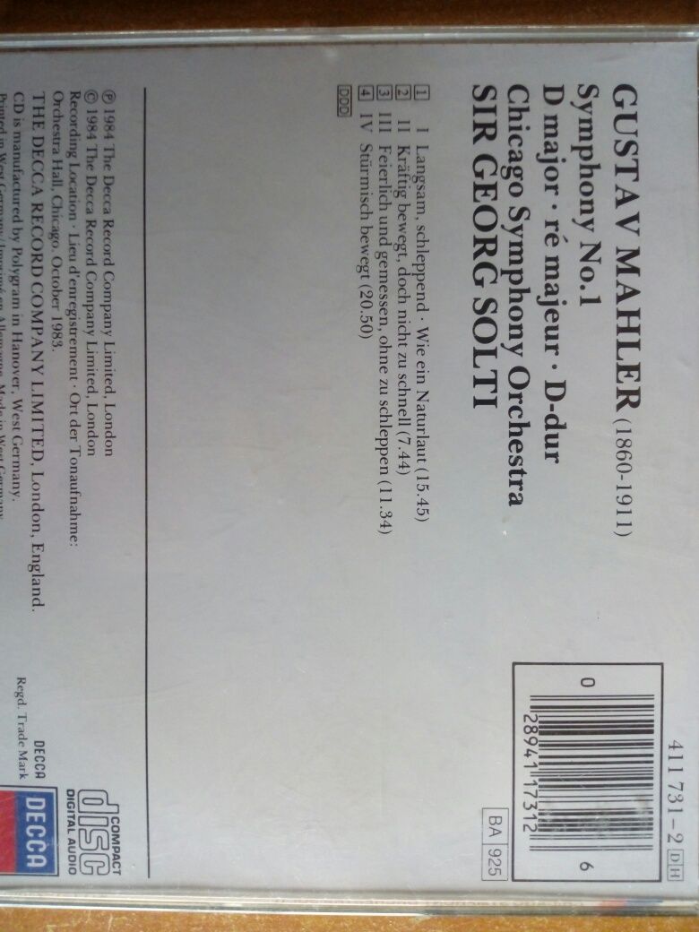 CD Sinfonia n°1 de Mahler