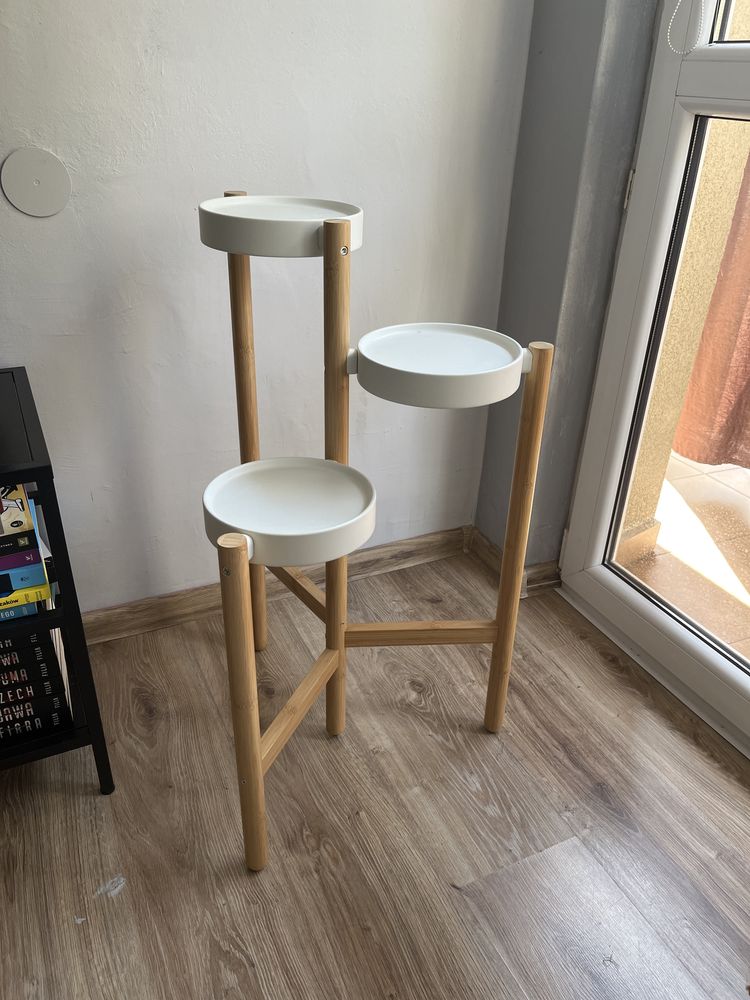 Stojak na doniczkę, bambus/biały, 78 cm SATSUMAS