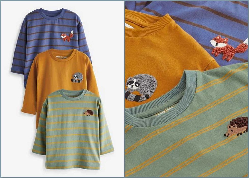 NEXT 3pak bawełnianych bluzeczek z długim rękawem