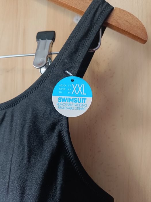 Strój jednoczęściowy czarny z siateczką XL