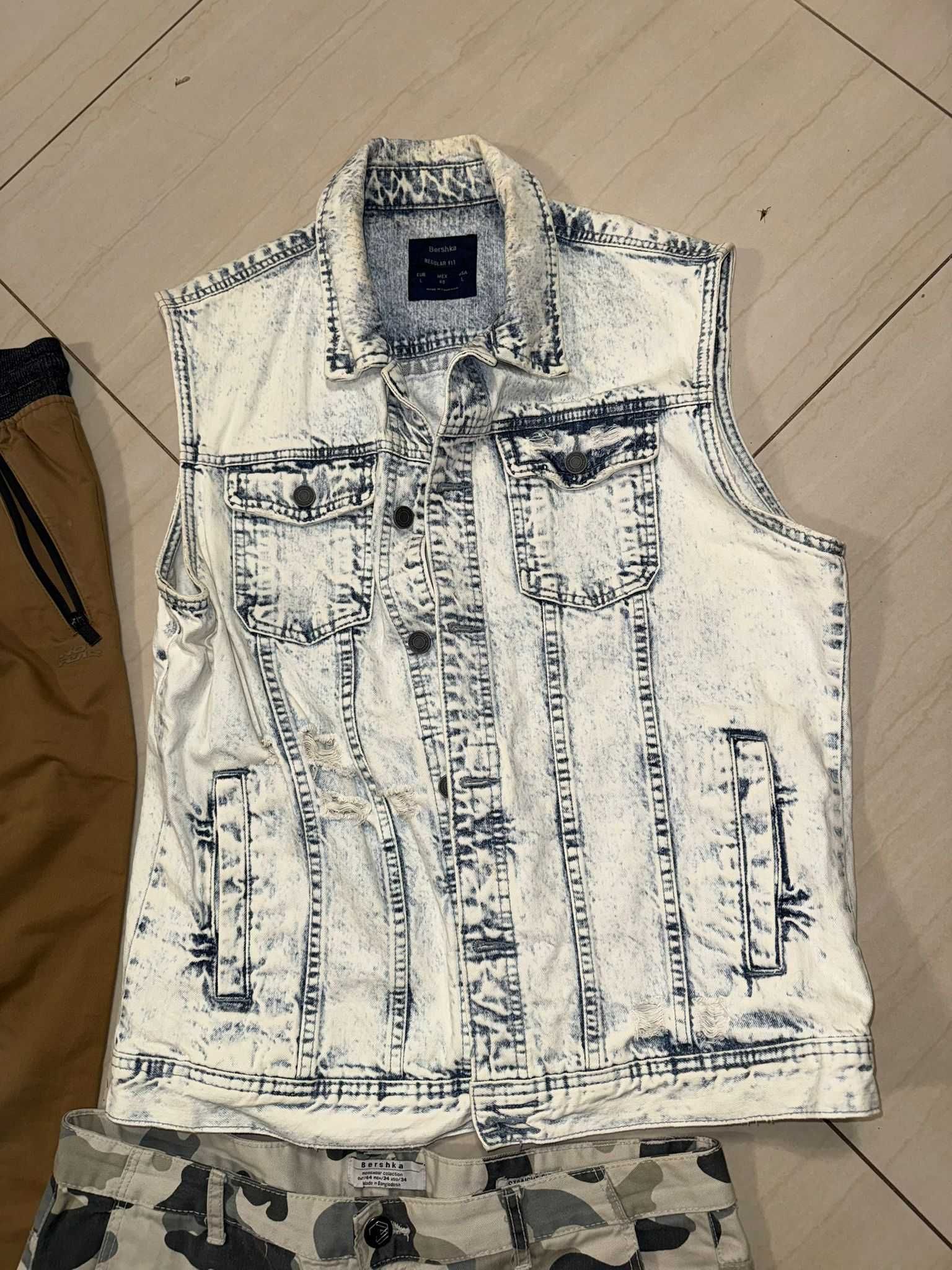 Zestaw / Paczka Bershka Zara Spodnie Męskie Kamizelka Jeansowa