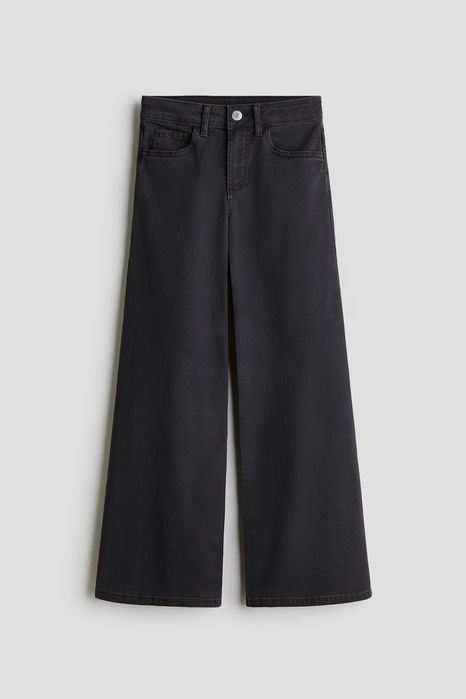 Czarne szerokie spodnie jeans dla dziewczynki H&M