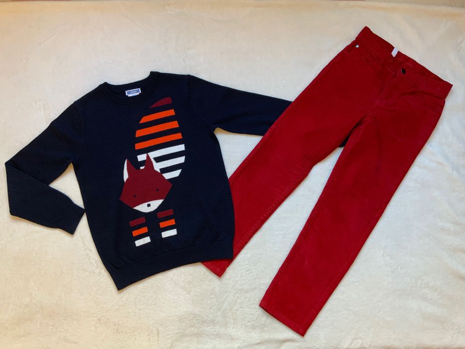 Sweterek Jacadi rozm 140 + nowe spodnie Jacadi rozm 128