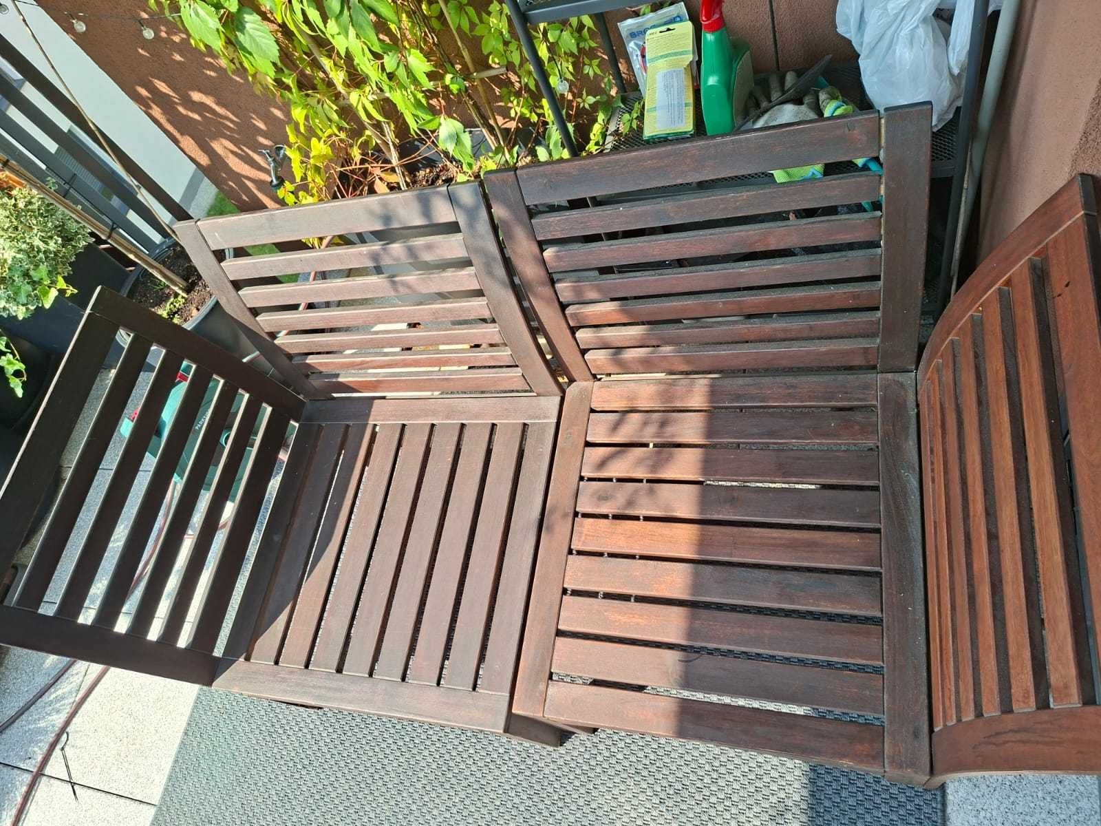zestaw drewnianych mebli ogrodowych IKEA, - 5 elementów z poduchami