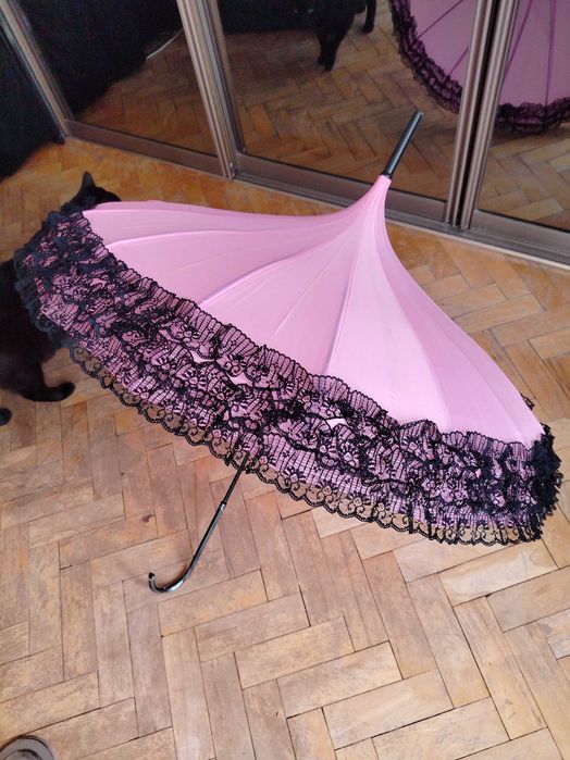 Parasol parasolka gotycka goth gothic lolita romantic cosplay różowa