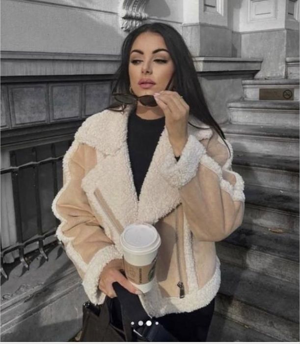 Укорочена куртка дублянка zara