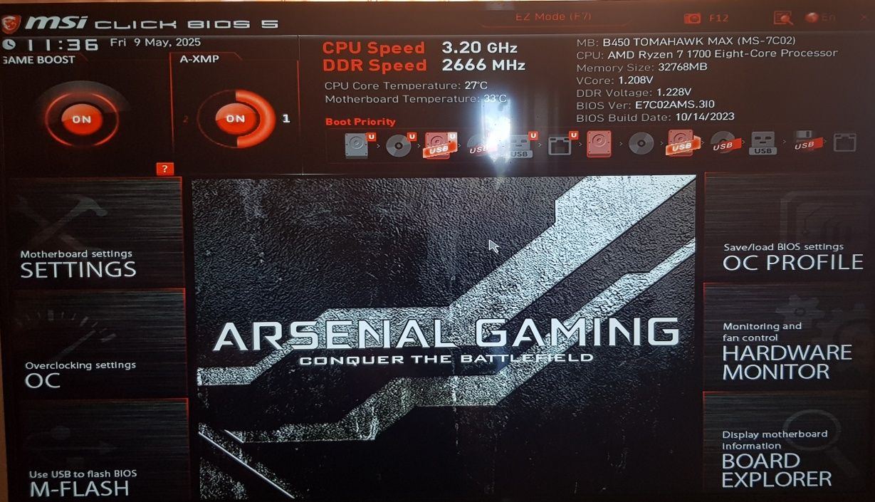Msi B450 Tomahawk Max + Ryzen 7 1700 Am4