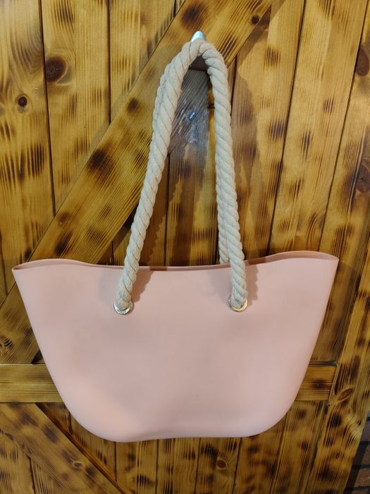 Torebka silikonowa Jelly bag sznurki, pudrowy róż