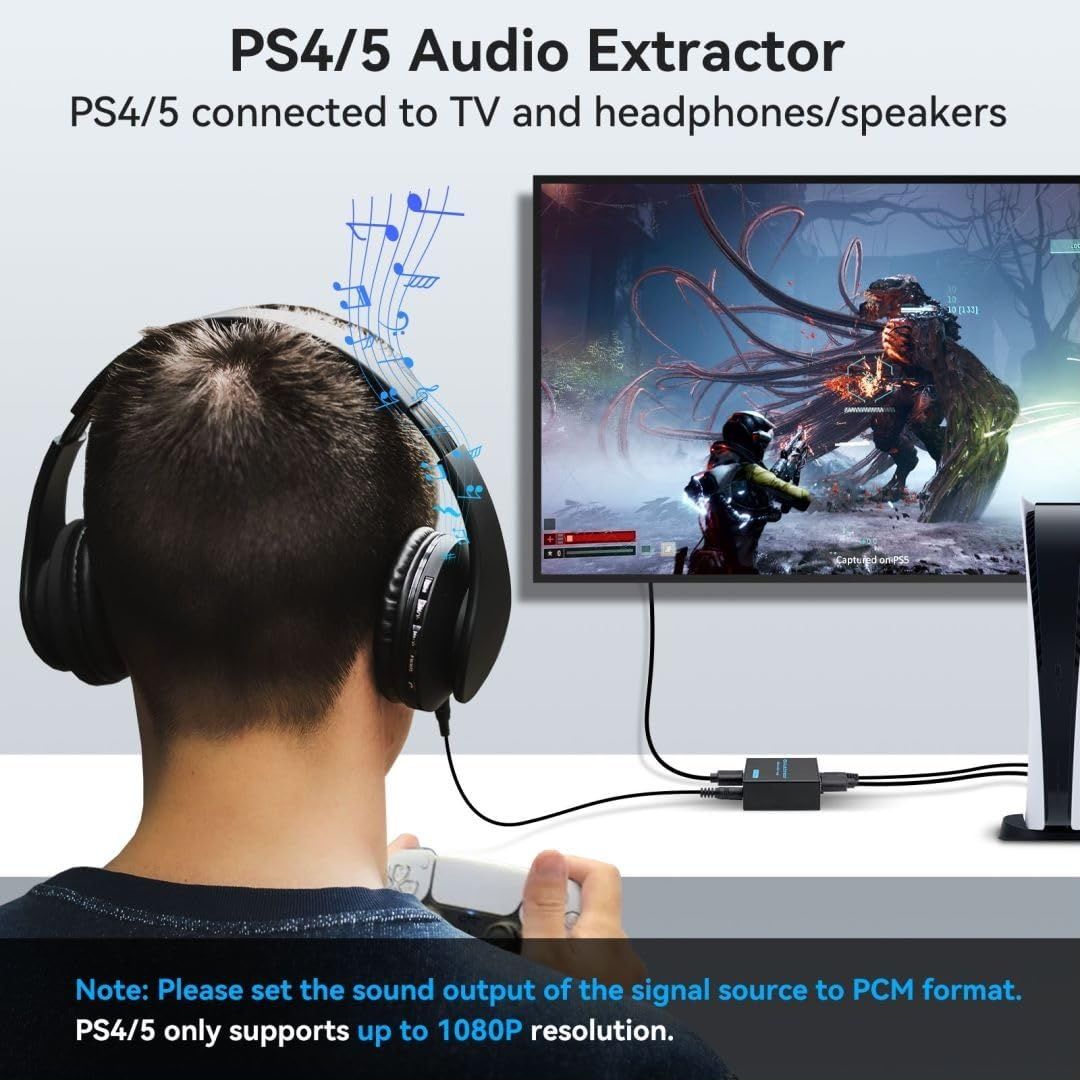 Ekstraktor dźwięku VPFET HDMI 4K HDMI na optyczny 3,5 mm AUX Adapter