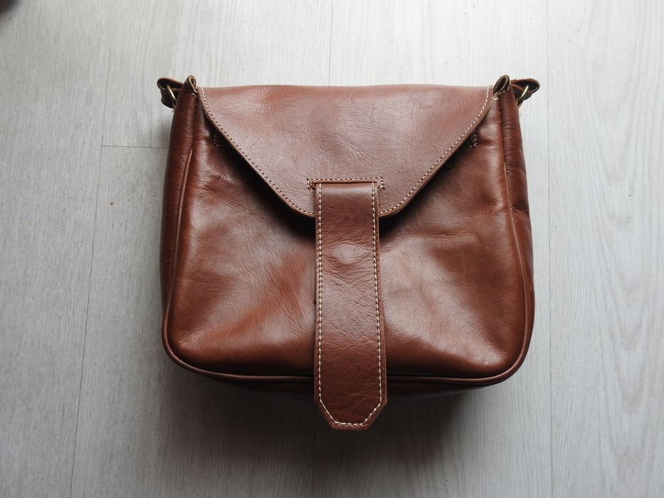 Mala Tiracolo de Homem Vintage em Pele Camelo, artesanato Marrocos