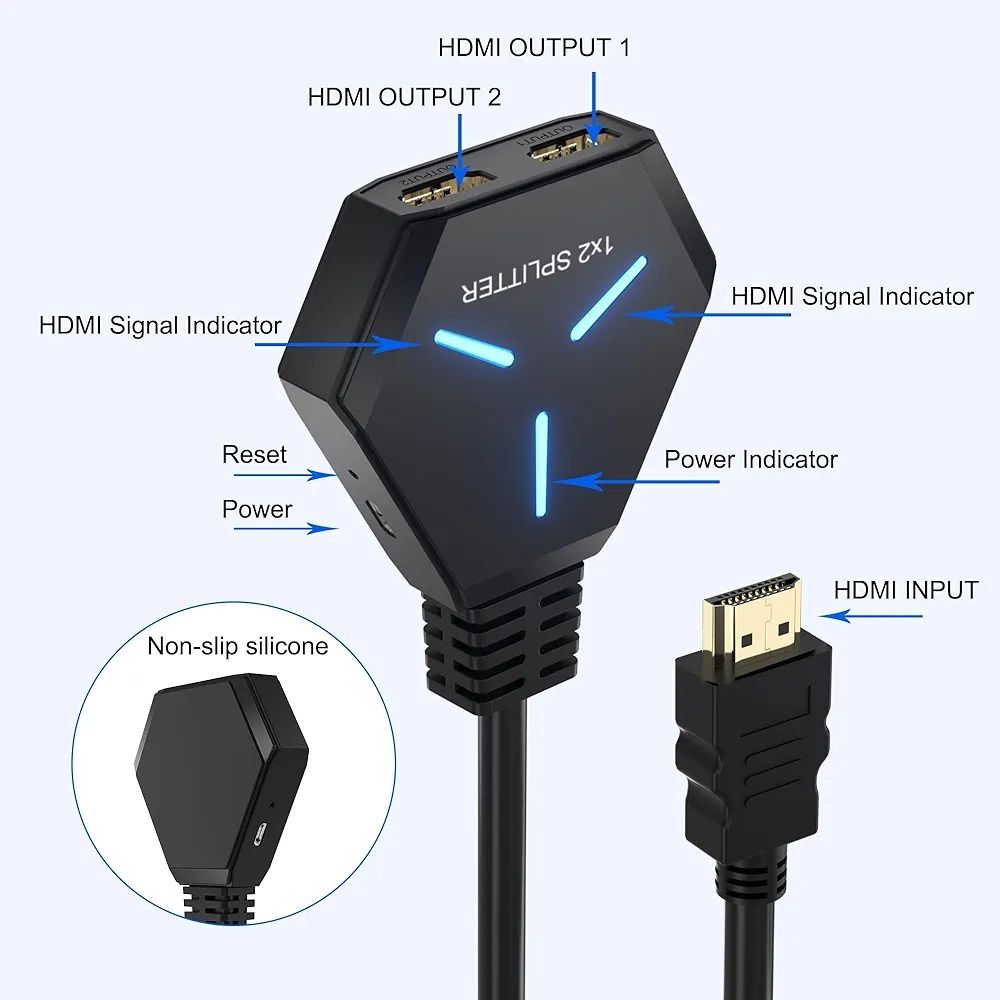 Dwudrożny rozdzielacz HDMI 4K. 1x2 rozdzielacz Hdmi