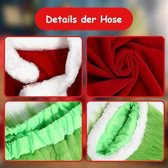 Kostium zielonego potwora Grinch – komplet na święta i cosplay, XL