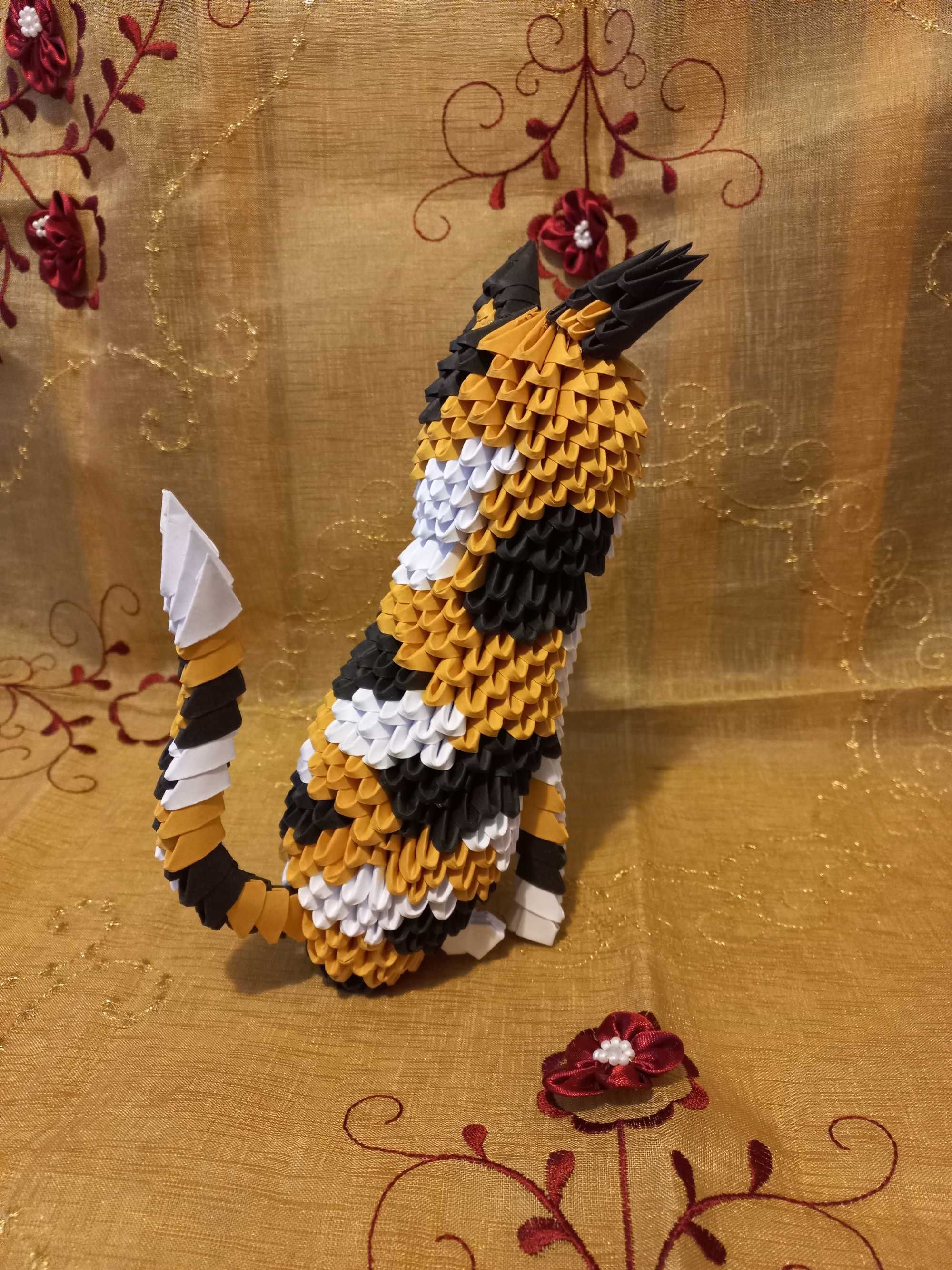 Super KOT kotek trójkolorowy-rękodzieło origami dekoracja