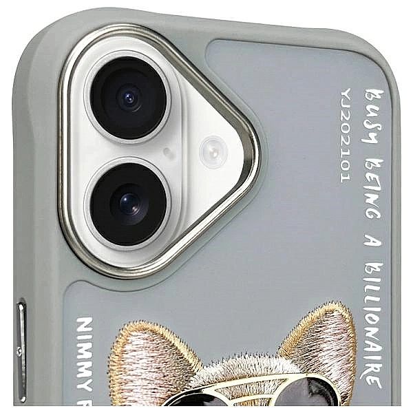 Etui Nimmy Glasses Cool Dog na iPhone 16 - szare