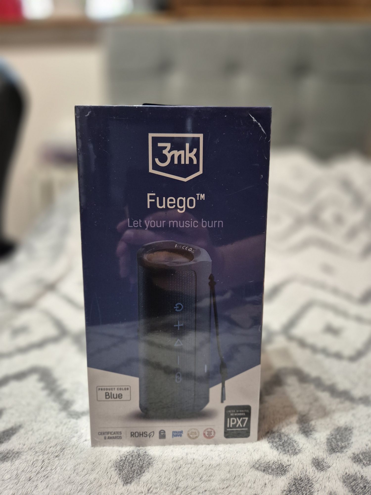 Głośnik bluetooth 3mk Fuego kolor niebieski NOWY