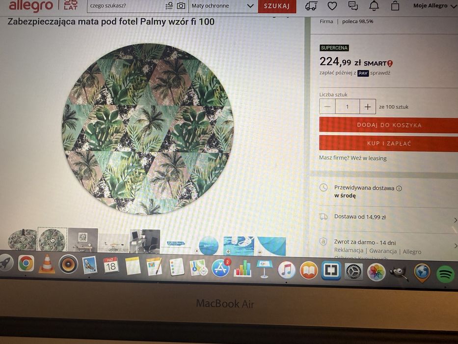Mata pod fotel zabezpieczająca 100cm