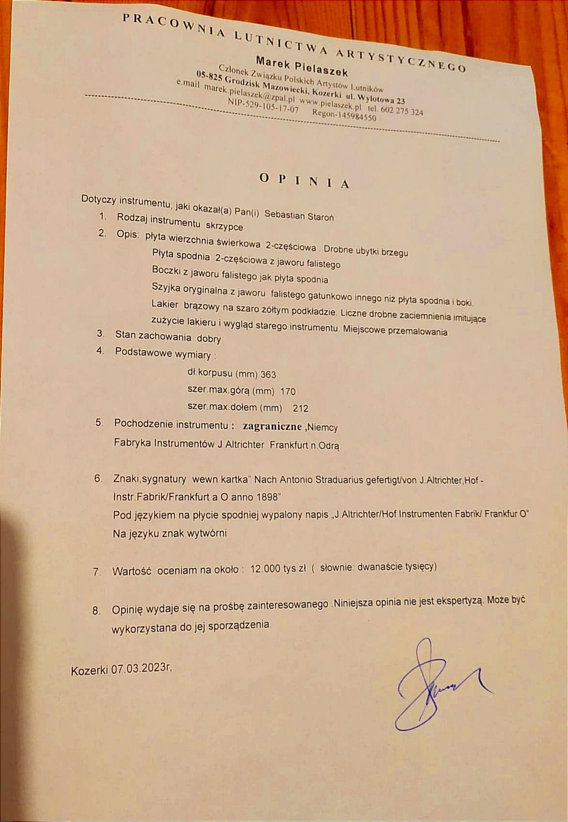 Skrzypce z 1898 roku. Doskonała inwestycja.
